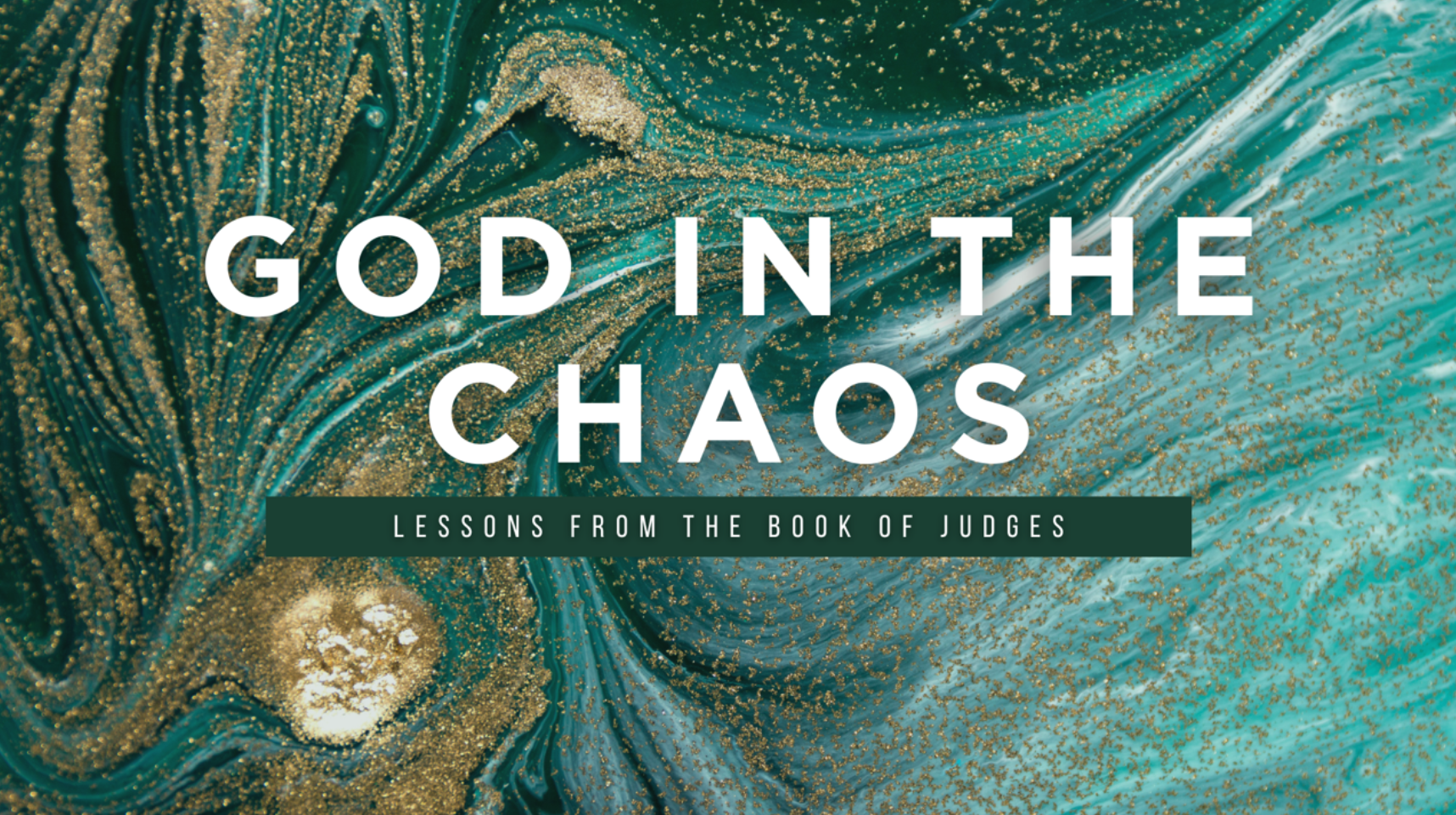 St. Mary's - God in the Chaos - Green and gold swirls artwork